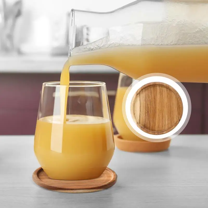 

Anti-Scalding Round Acacia Wood Cup Coasters Wooden Coasters Beer Coaster Decor with Lip Stackable Modern Drink Coasters