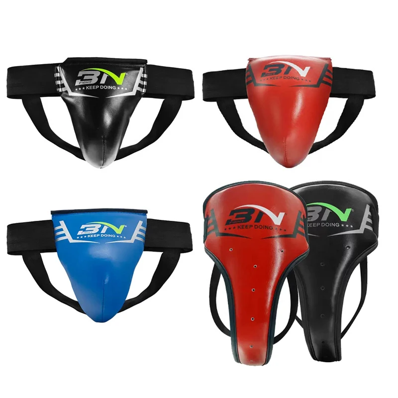 Sanda Crotch Guard for Men Leather and PU Abdominal Protector Shell Mouth Guard for Taekwondo
