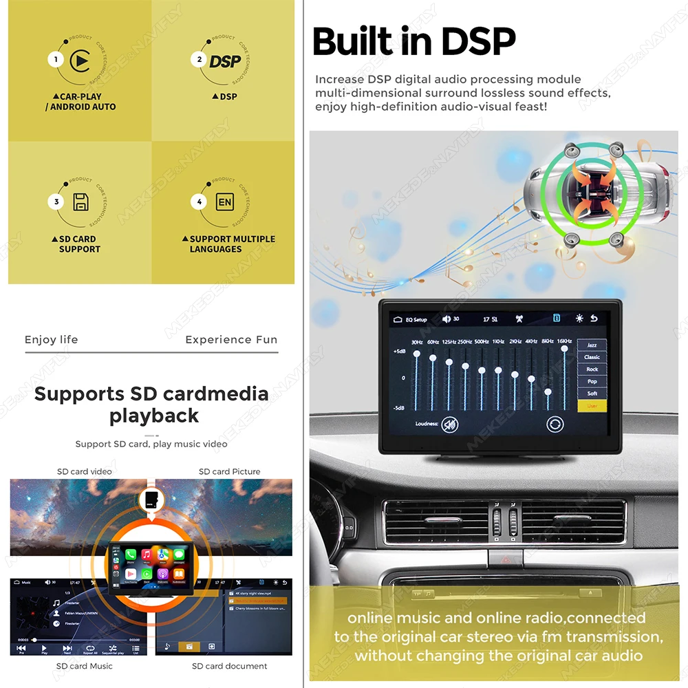 Wireless Android Auto Carplay  7/9/10.1inch Smart screen car intelligent systems Autoradio Car Radio Multimedia Video Player BT