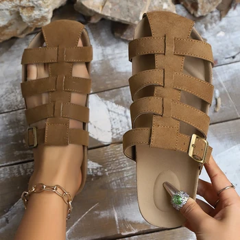 2024 New High Quality Women Slippers Baotou Flat Slippers Summer Solid Designer Shoes Fashion Casual Sandals Women Slides Women 1