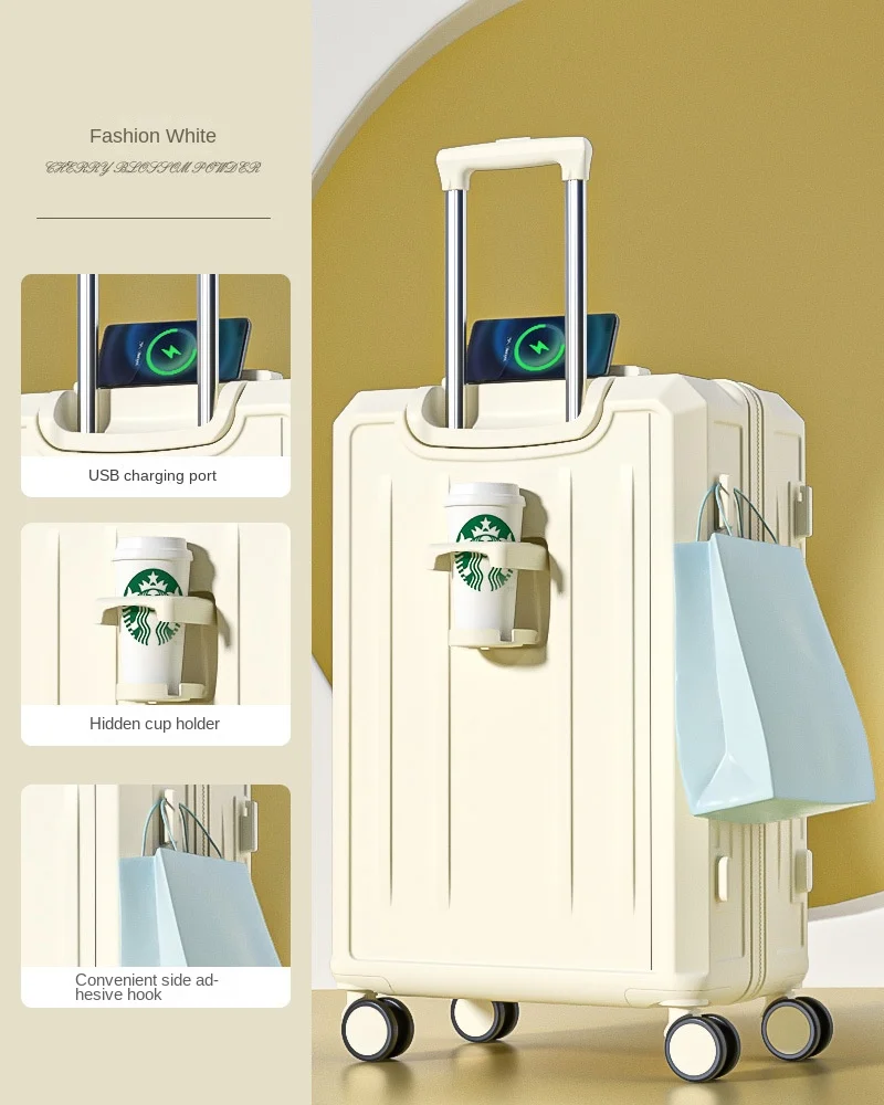 Cup Holder Travel Bags With Usb Port Multifunctional Luggage With