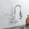 Commercial Kitchen Faucet Deck Mount with Pre-Rinse Sprayer 21" Height Kitchen Sink Faucet 8 Inch Center with 10" Add-on Swing S 4