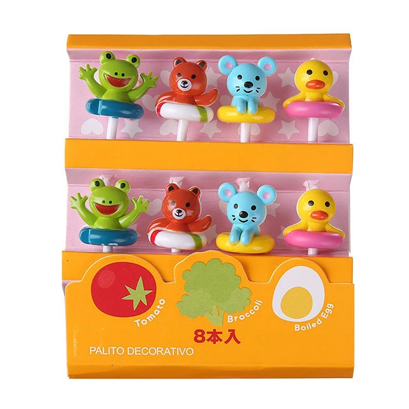 fruit fork food picks food toothpicks Cartoon Bees Fruit Fork Animal Cute Food Mini Kids Cake Toothpick Bento Lunch Accessories Party Decoration