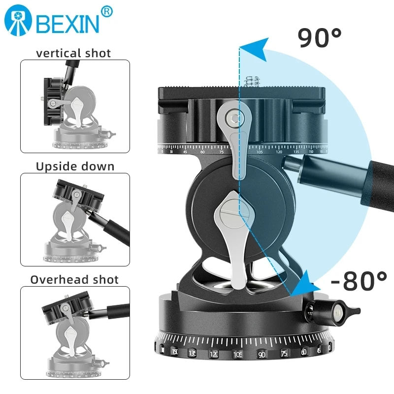 BEXIN DT-02R SLR Camera Tripod Handle Hydraulic Gimbal Portable Damping Panoramic Clamp Seat Gimbal Dedicated for Bird Watching