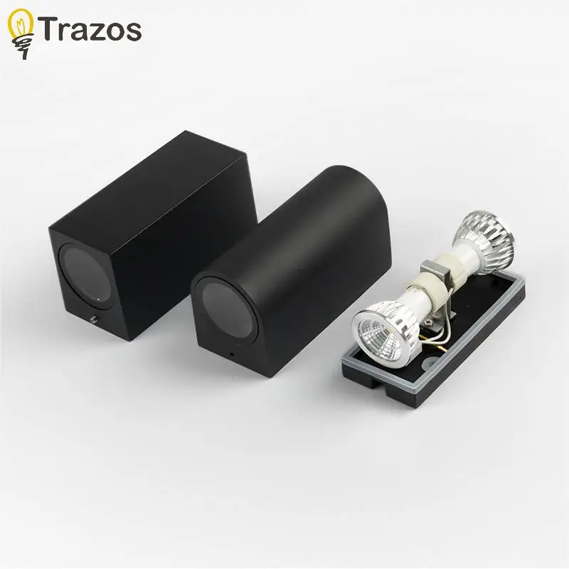 Outdoor LED Dual Head Wall Light Waterproof Up and Down Semi Circular Square Villa Entrance Corridor Barden Wall Washing Light