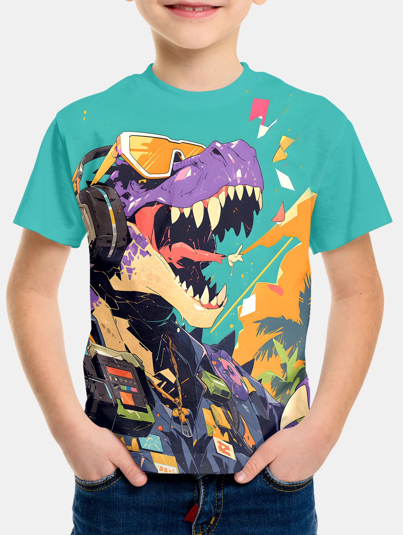 

Fierce Dinosaur Graphic T Shirt for Men 3D Tyrannosaurus Printed Tee Shirts Funny Kids T-shirt Womens Clothing Cool Designs Tops