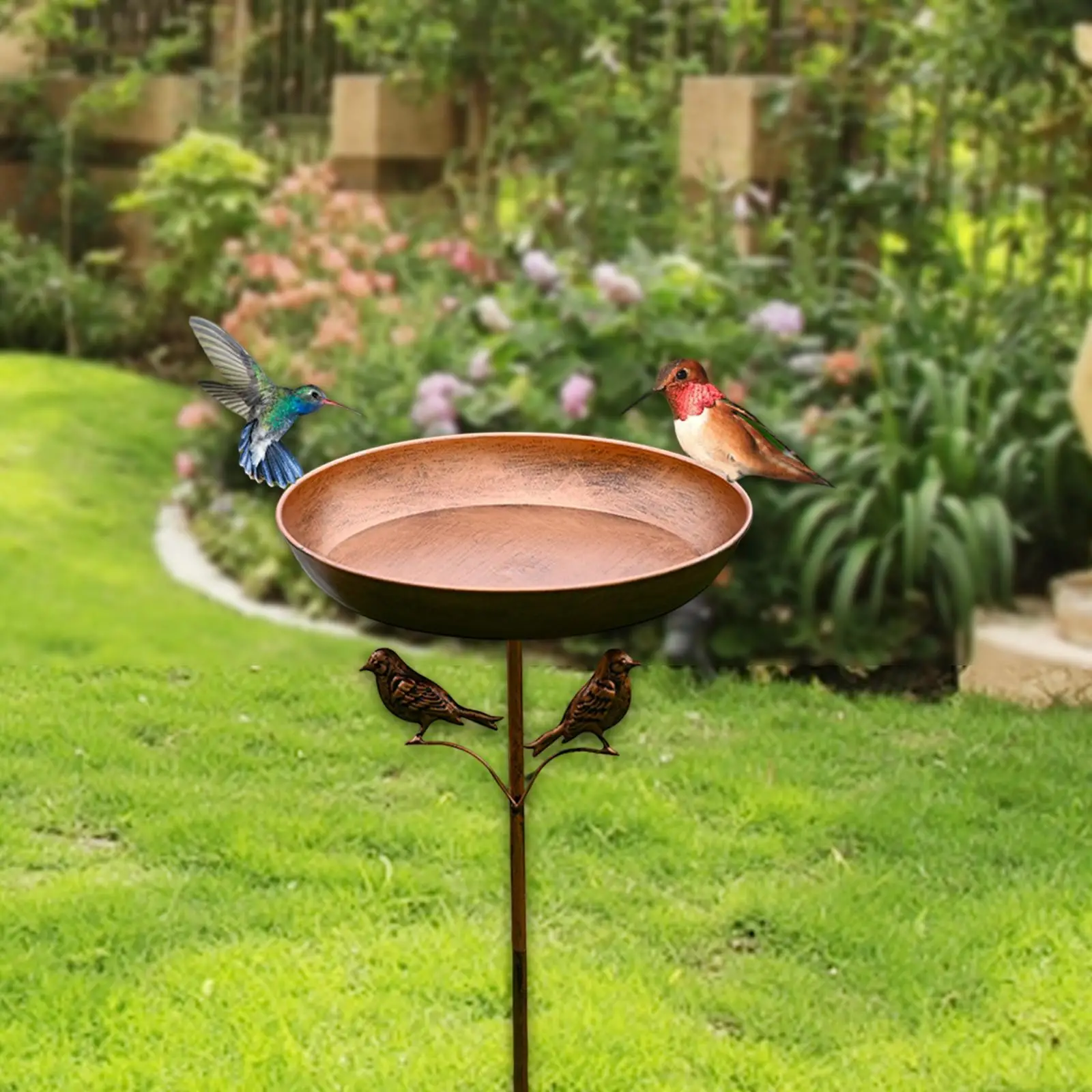 Bird Bath, Freestanding Birdbath Metal Decor Stand 5 Pronged Base Feeder Bowl Bird Feeder for Outdoors Patio Bird Bath, Freestanding Birdbath Metal Decor Stand 5 Pronged Base Feeder Bowl Bird Feeder for Outdoors Patio
