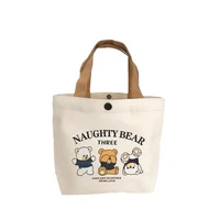 Sac en toile petit sac à main polyvalent femme étudiant boîte à déjeuner sac fourre-tout Simple employé de bureau sac à déjeuner sac à provisions 5
