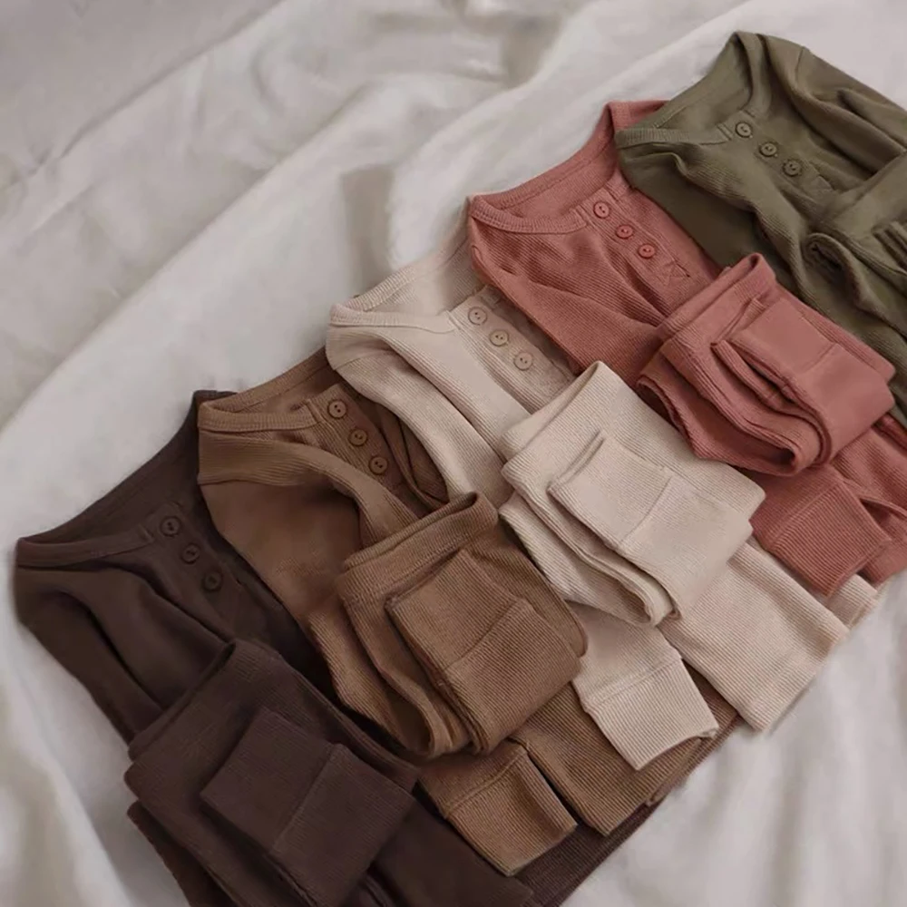 

Baby Girls Boys Pajamas Suit Spring Autumn Soft Long Sleeve Pullover Tops+Pants 2Pcs Kids Homewear Infant Children Clothes Set