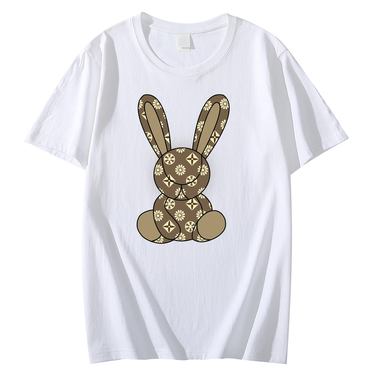 2023 Summer Luxury Rabbit Cotton Men's T-shirt Short Sleeve Men