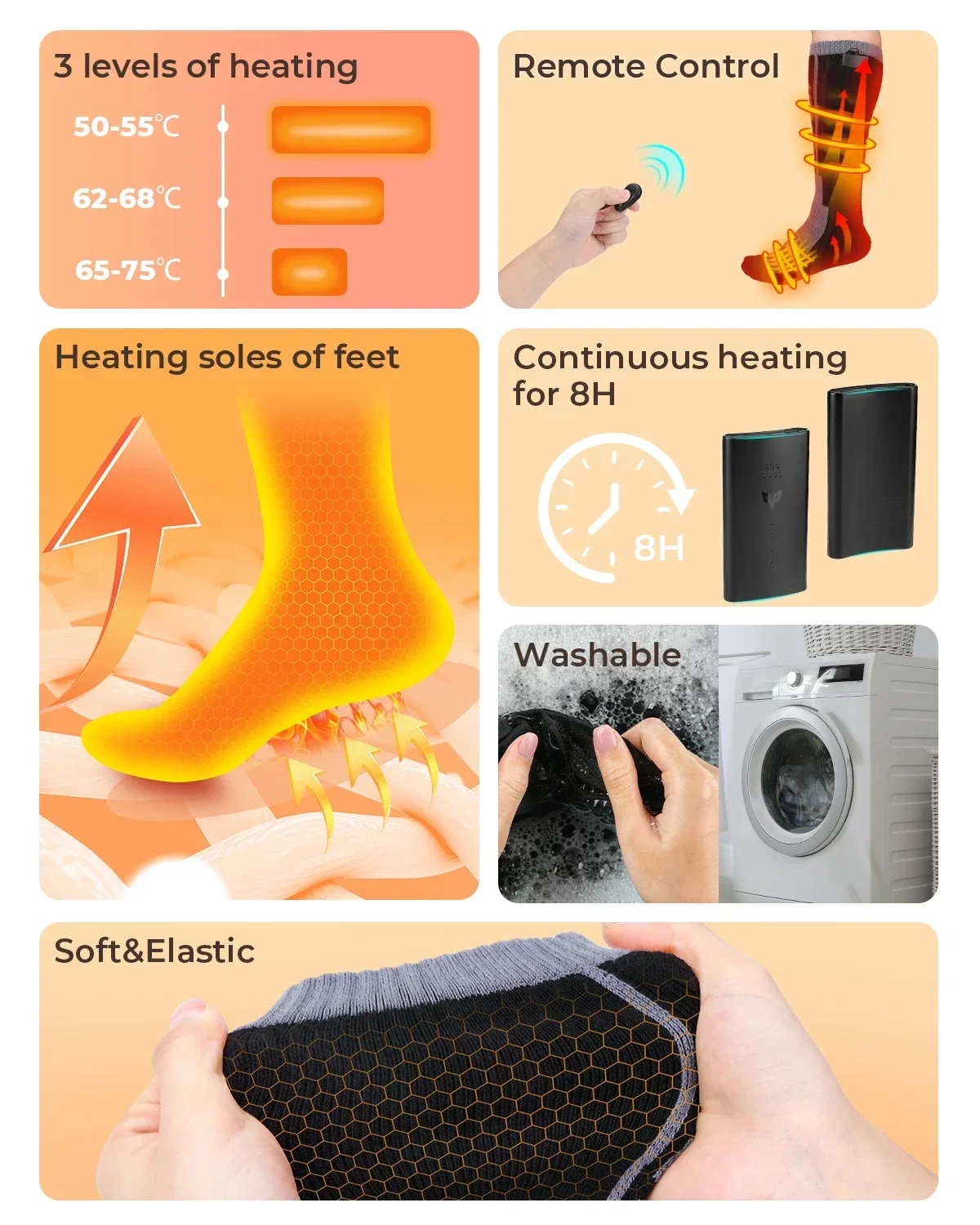 Heated Socks Remote Control Motorcycle Electric Heating Socks Rechargeable Battery Winter Thermal Thick Stockings Men Women motorcycle heated socks