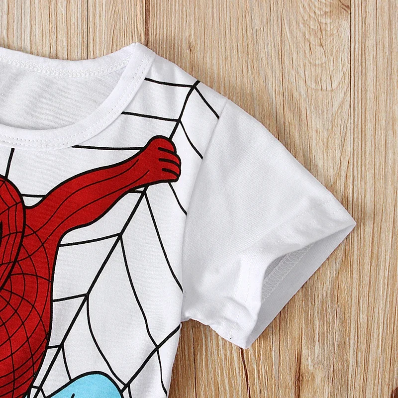 Children Short Sleeve TShirts Cartoon Spiderman Headphone Print Baby Boys Girls Design Summer Blouse Tee Pajama Top