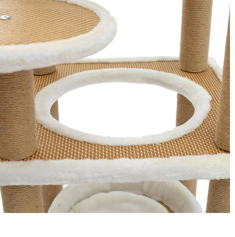JIABINFU Large Rattan Mat Velvet Cat Climbing Frame, Cat Jumping Platform, Cat Scratching Post, Cat Toy Cat Scratching Board