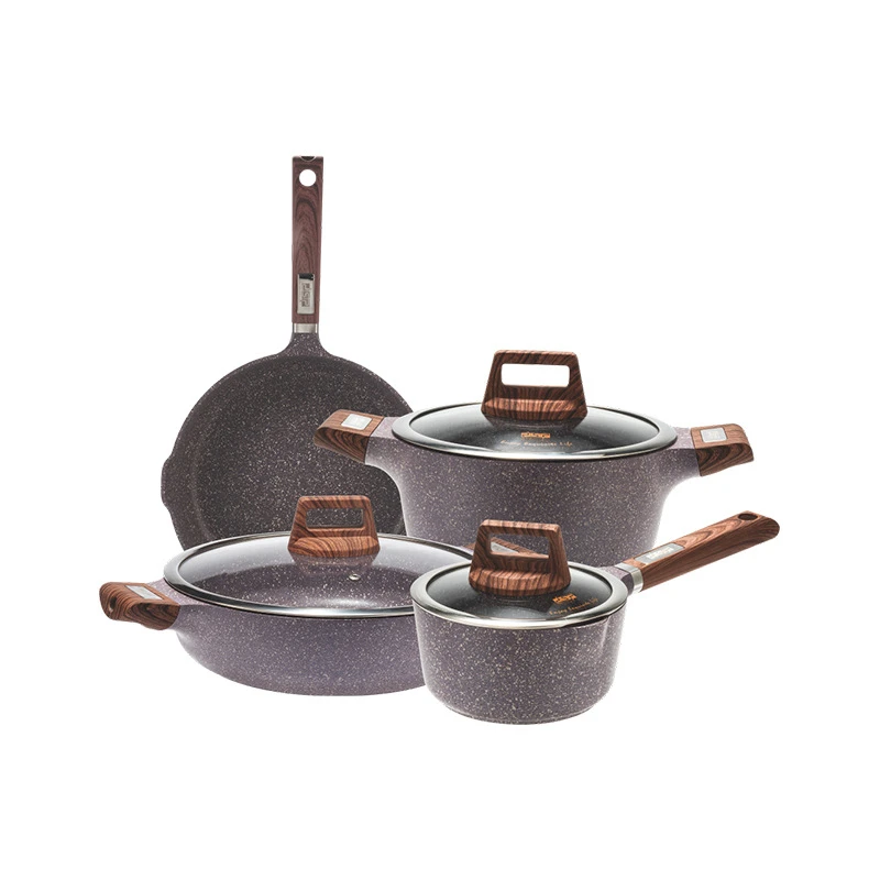 

Light luxury 4PCS Frying Pan Soup Pot Cookware Set kitchen household Cooking Aluminum Composite Primed Non-stick kitchen tools