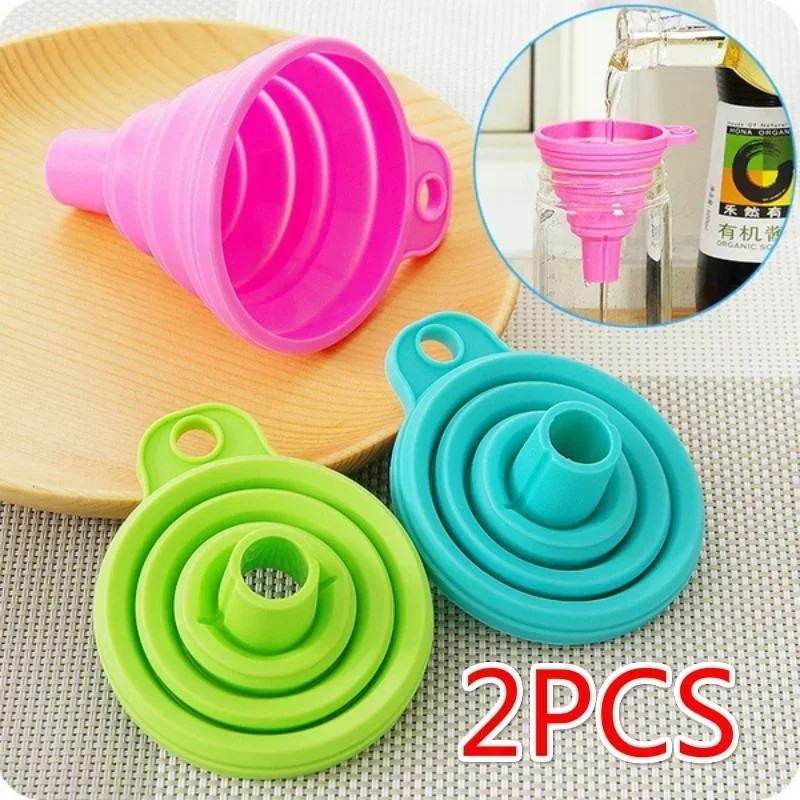 2/5/10 PCS Portable Funnels Foldable Mini Silicone Collapsible Funnel Folding Oil Pot Funnel Kitchen Tool Liquid Dispensing