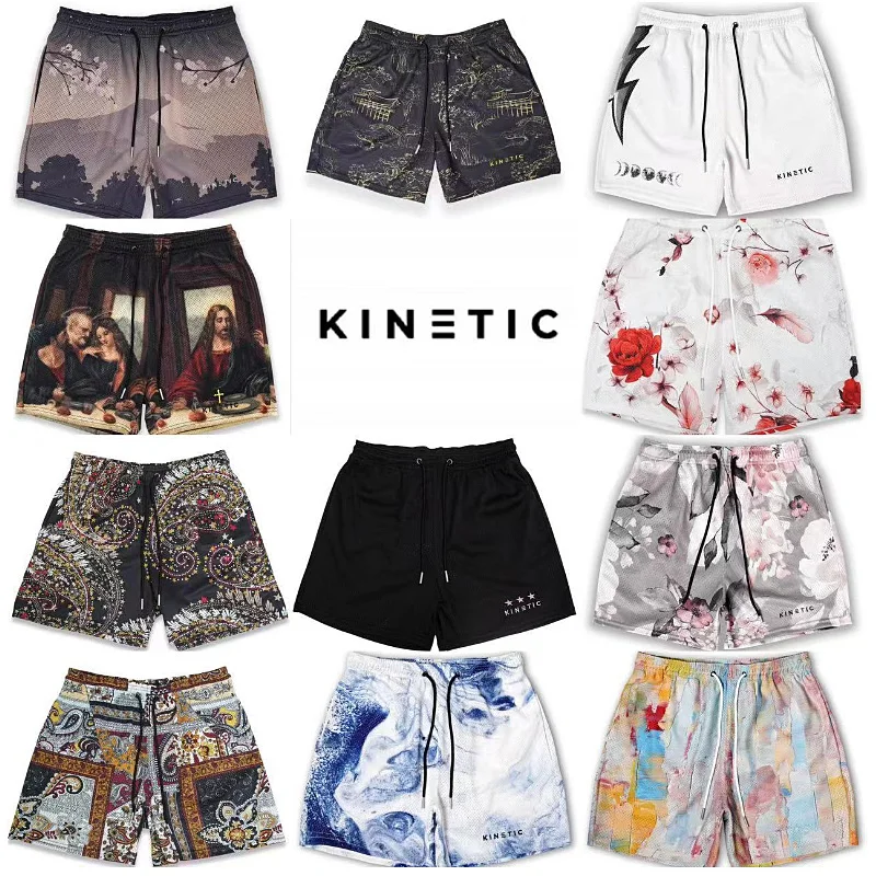 KINETIC Mens Summer New Fashion Sports Gym Fitness Running Basketball Mesh Short Pants Male Quick Dry Casual Breathable Shorts 2