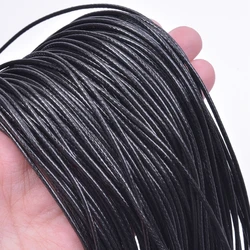 Braided Rope Chain Black Leather Handmade Necklace with Lobster Clasp (10pcs)