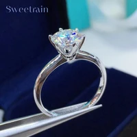 3ct 6 Prong V Style Classic Solitaire Diamond Ring 925 Silver 18K White Gold Moissanite Rings Engagement Wedding Fine Jewelry 1