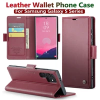S24 Ultra Case for Samsung S25 Ultra S23 Case Samsung Galaxy S22 S21 Note10 20 Herder Luxury Business Leather Wallet Flip Cover