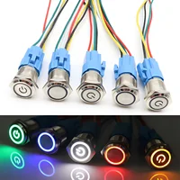 16mm 19mm 22mm  Metal Push Button Switch Momentary/Latching Flat Head Led Light Red Yellow Blue Green White 3V 12V 24V 220V