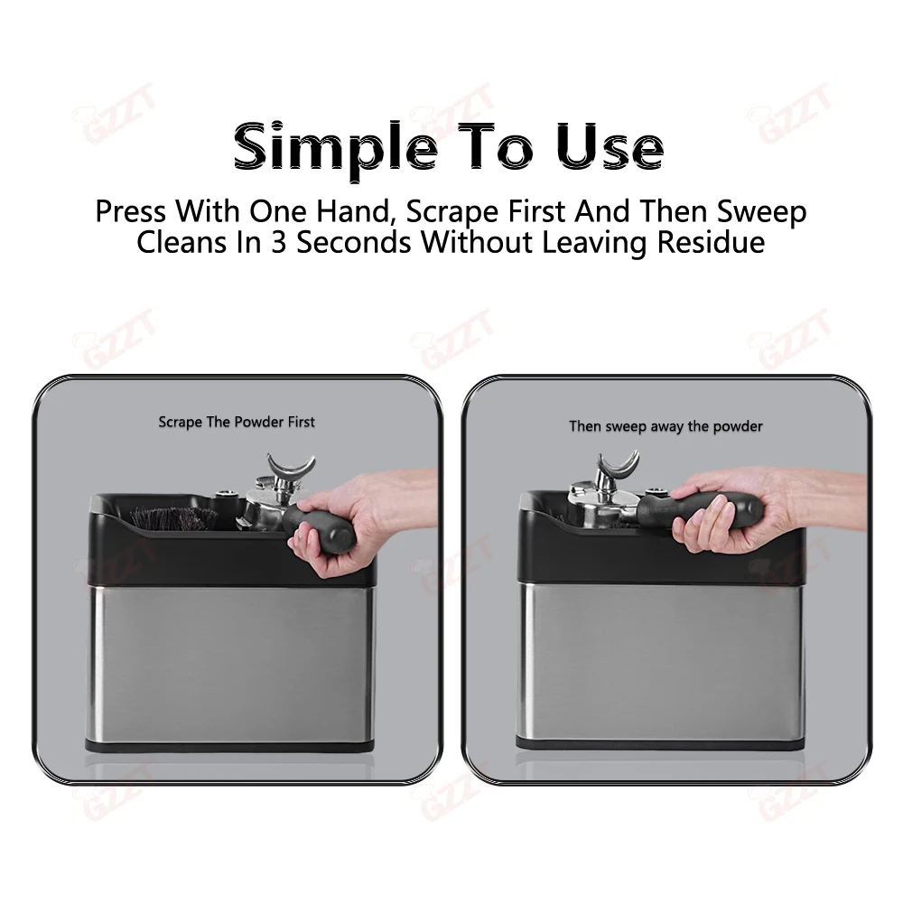 GZZT 055G-PG Portafilter Cleaning Machine Coffee Cleaner Coffee Cleaning Tool Coffee Grounds Powder Bowl Cleaning Machine 6
