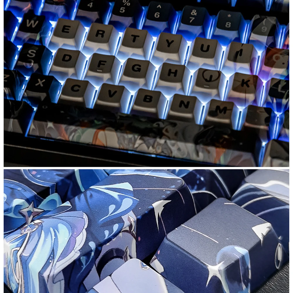 Genshin Impacto Furina Wriothesley Keycap para Teclado Mecânico Tintura-sublimação 137 Teclas Pbt Perfil Cereja Plástico - Imagem 2