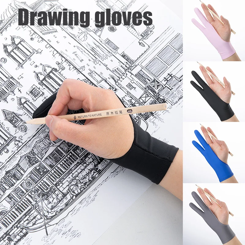 1Pc Artist Drawing Glove for Any Graphics Drawing Table 1 finger Anti-Fouling Both for Right And Left Hand Drawing Gloves 3 Size