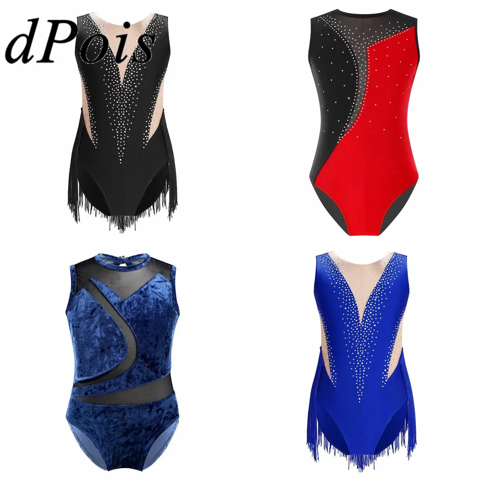 الفتيات رداء رقص الباليه الجمباز الإيقاعي ارتداءها أكمام الأطفال البهلوانية الأسطوانة الشكل التزلج الرقص بذلة Dancewear