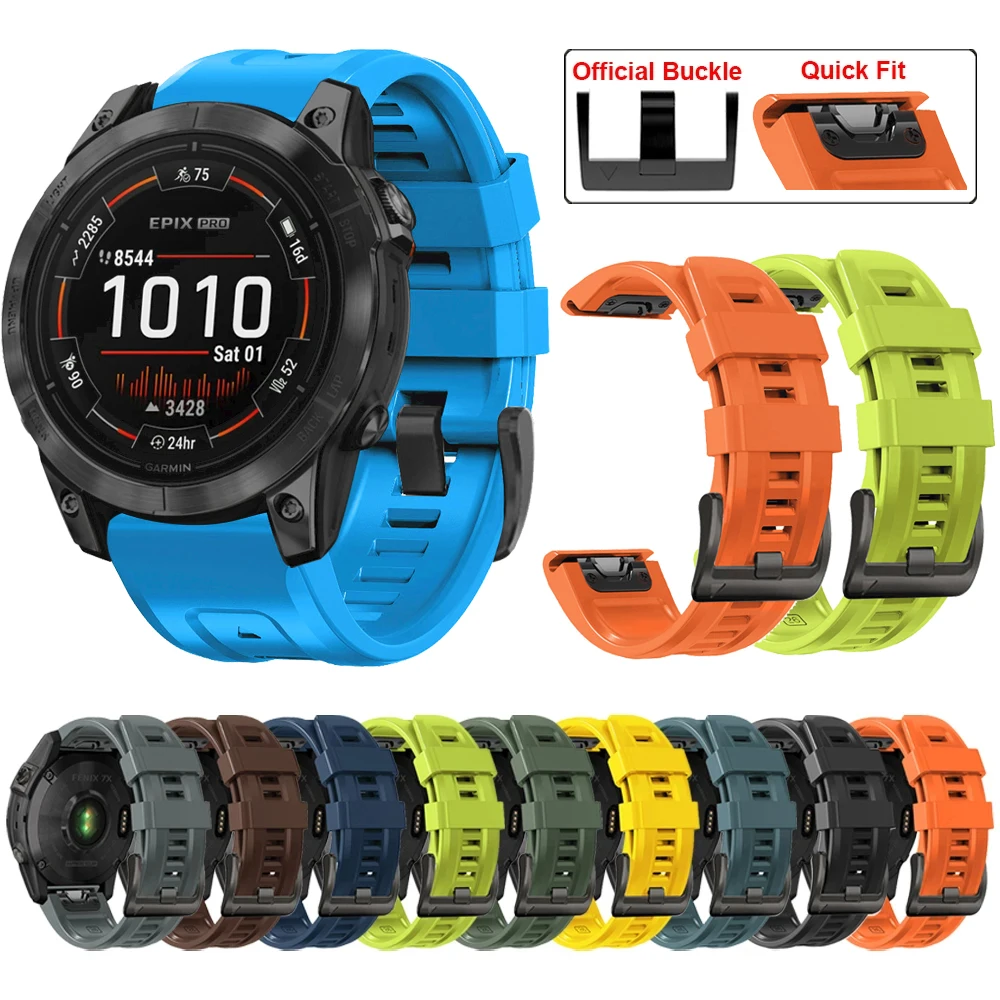 Premium Silicone Strap — QuickFit 22mm/26mm, Universal Fit Smartwatch Bracelet