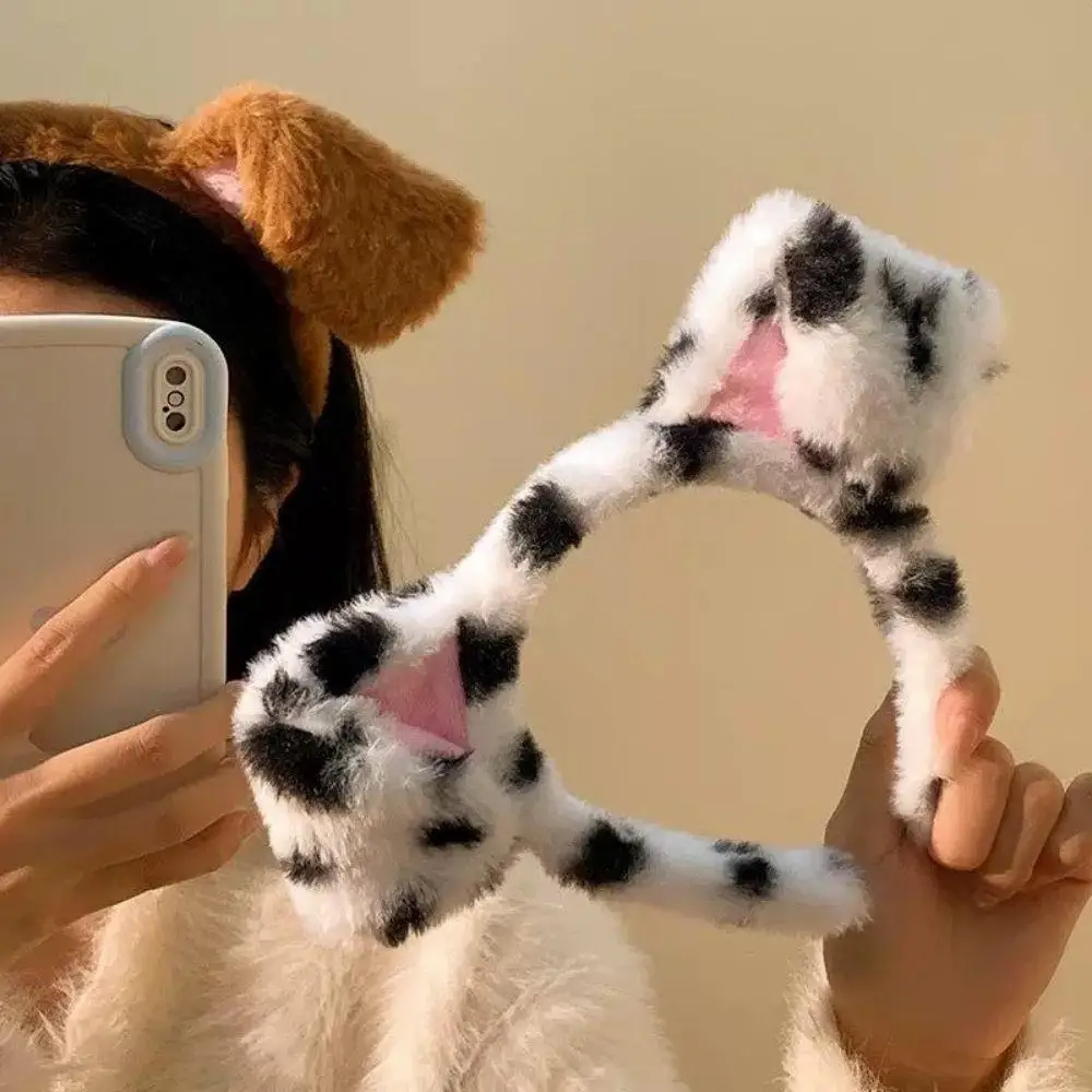 Spotted Dogs Folded Ear Hairband Cute Cosplay Headwear Cartoon Puppy Dog Hair Accessories Headbands For Women Festival Gifts