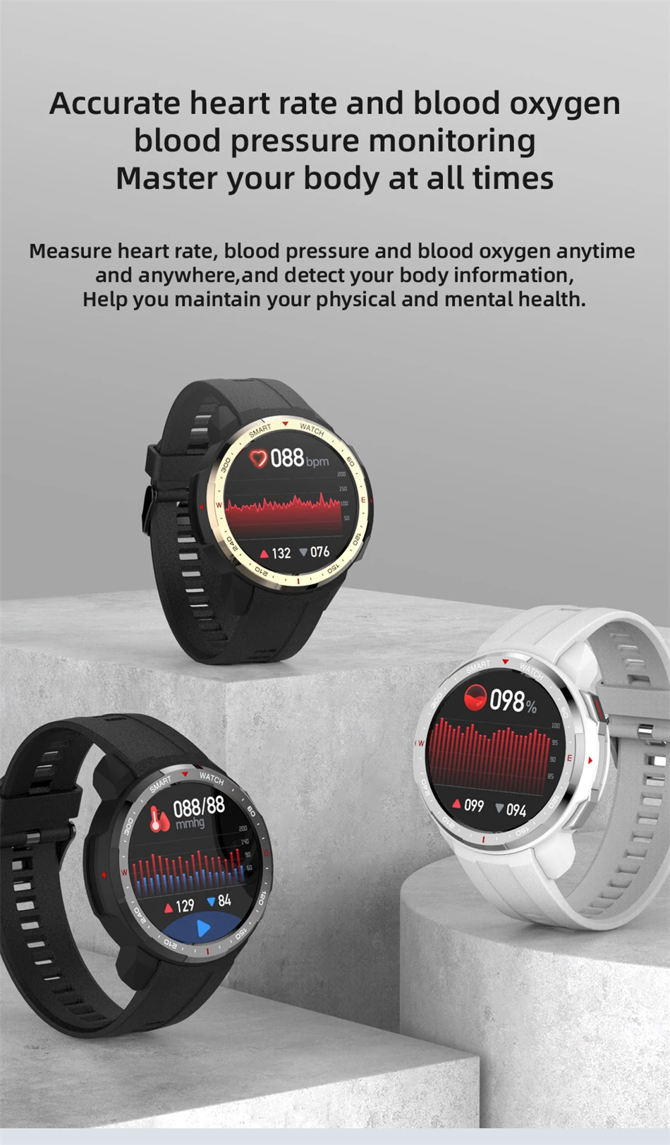 New Local Music 8G Memory smart watch Men Women Bluetooth Call Recording Watches Compass Heart Rate Smart watch For iOS Android