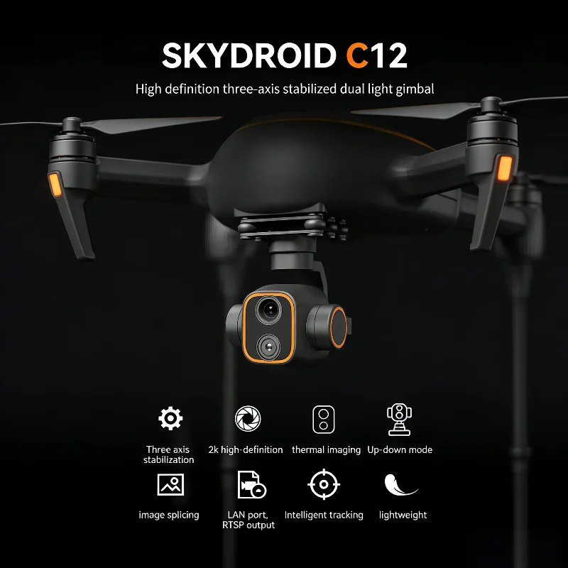 Skydroid C12 Termokamera 3 Asu Kardāns IP64 Profesionāls Drons