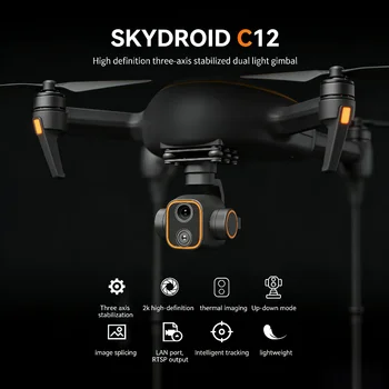 Skydroid C12 Drone con Gimbal a 3 Assi e Telecamera Termica, Impermeabile IP64 per Uso Professionale