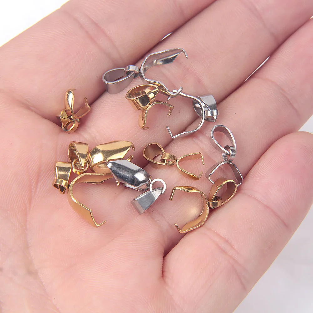 20pcs Stainless Steel Pinch Clip Bail Clasps Pendant Connector