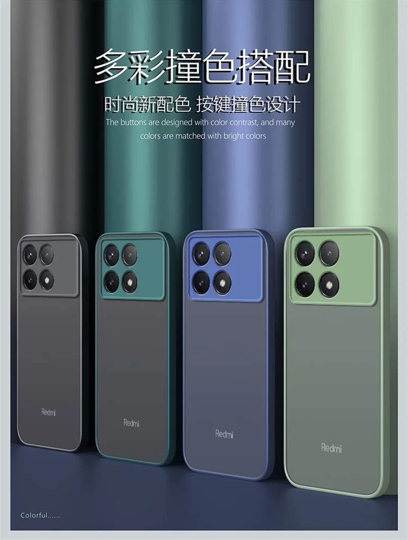 Neue luxuriöse matte transparente telefon abdeckung für xiaomi poco x6 pro 5g fall redmi note 13 12 11 4g 10 9 dünne stoß feste stoßstange – Detail 3