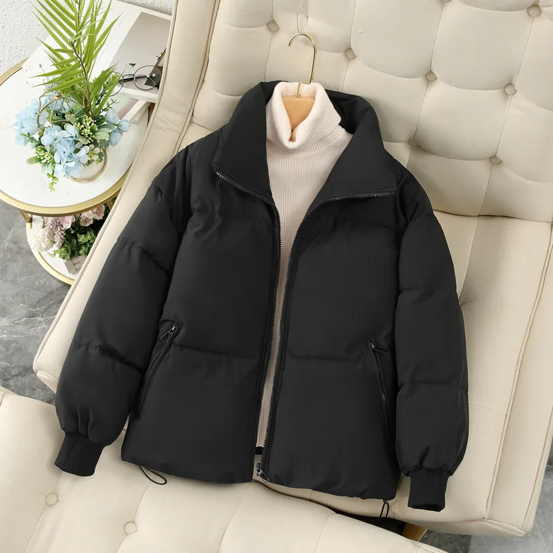 2022 Loose Korean Women Parkas Fashion Korean Winter Warm Thick Zipper Puffer Jacket Casual Cotton Padded Female Coats New