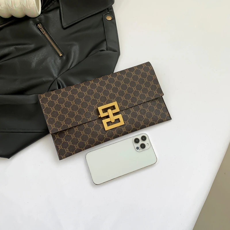 Fashion Luxury Handbag Women Bags PU Leather Designer Vintage Lattice Envelope Bag Female Day Clutches New Lady Clutch Purse