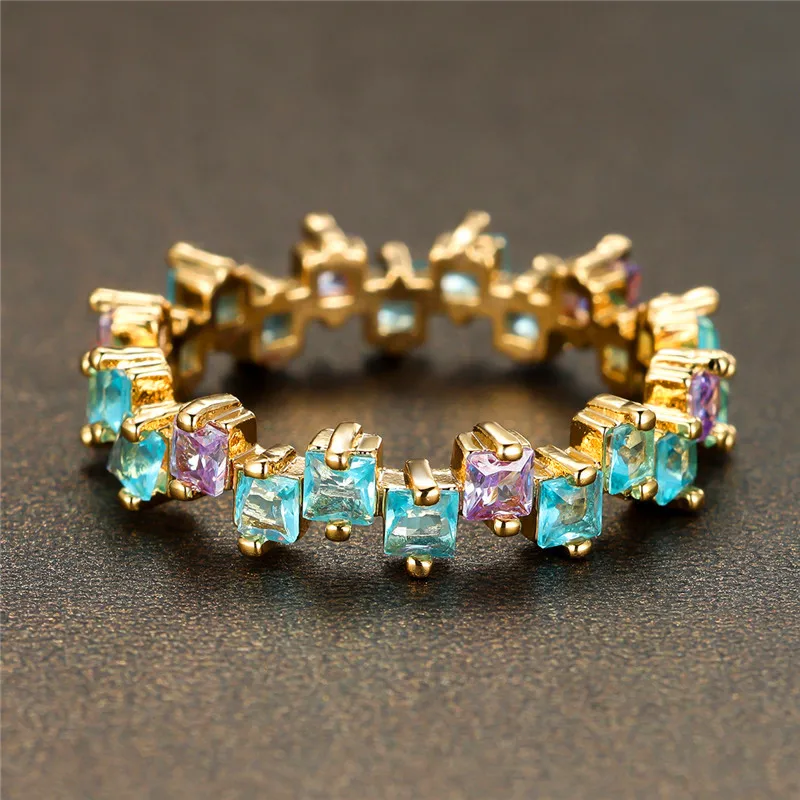 Elegant Light Purple Zircon Stone Ring in Gold Tone