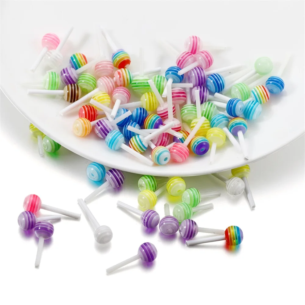 50 teile/los Acryl Gemischt Farbe Lutscher Charms Für DIY Epoxy Harz Formen Füllstoff Dekorative Nagel Schmuck Machen Zubehör