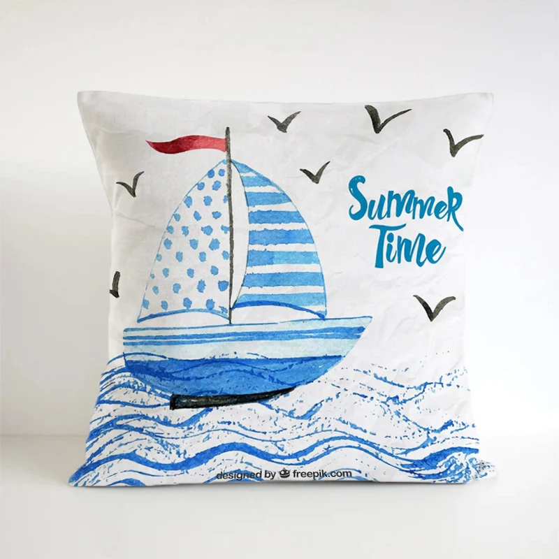 

Double-Sided Pillowcase Cushion Cover 45*45 Gift Watercolor Lighthouse Decorative Pillows for Sofa Square Pillow Covers Cushions