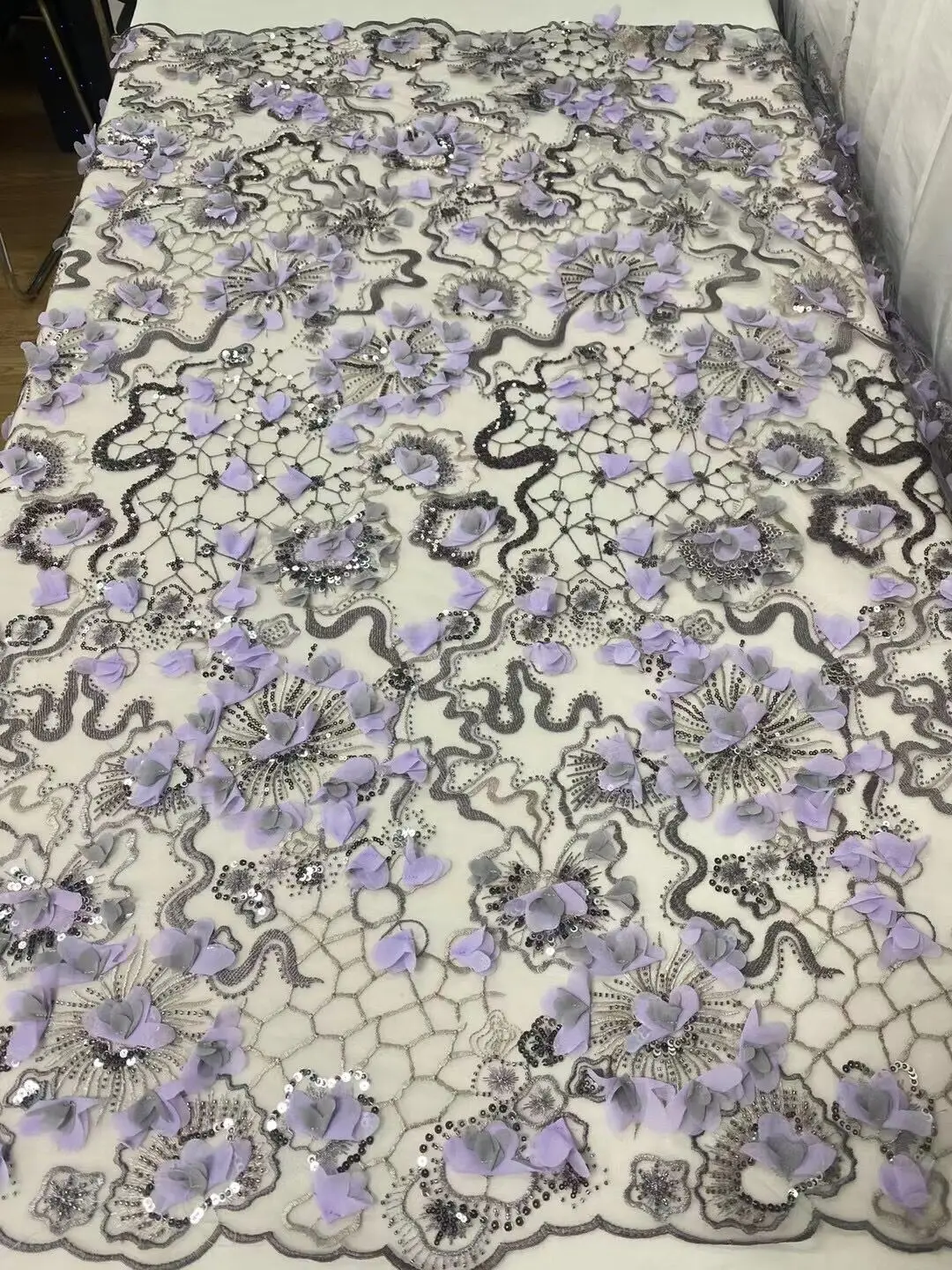 

African Lace Fabric with sequin J-12082811 Embroidered Nigerian Wedding Lace Fabric High Quality French Tulle Lace Fabric Beads