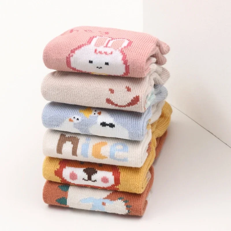 Spring Autumn Children Kids Anti-slip Long Socks Cartoon Soft Baby Toddler Home Trampoline Socks Boys Girls School Sports