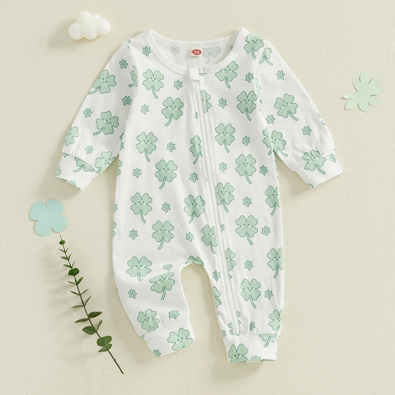 Adorable St Patrick's Day Shamrock Print Onesie