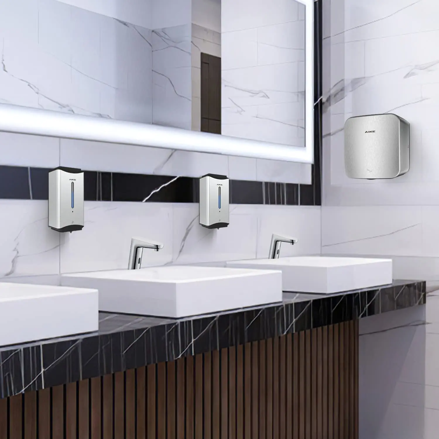 Description Picture 6 of itemAIKE High Speed Jet Air Hand Dryer 1400W Stainless Steel Smart Sensor Automatic Drying Hand Machine For Commercial Bathroom