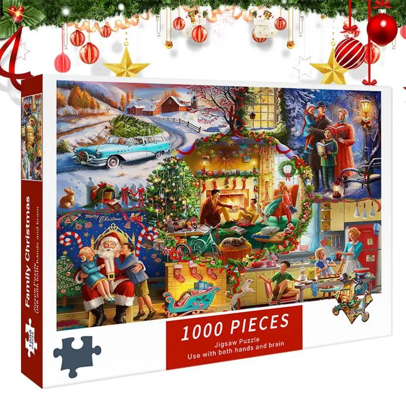 1000pieces Christmas Jigsaw Puzzles Cartoon Santa Claus Colorful Interactive Illustration Jigsaw Puzzles Holiday Favor for home 3