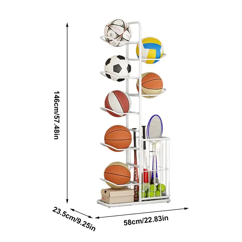 Ball Storage Rack Vertical Ball Holder Storage Rack Sports Stand with Basket Garage Organizer for Basketball sports ball display stand,sports ball storage rack