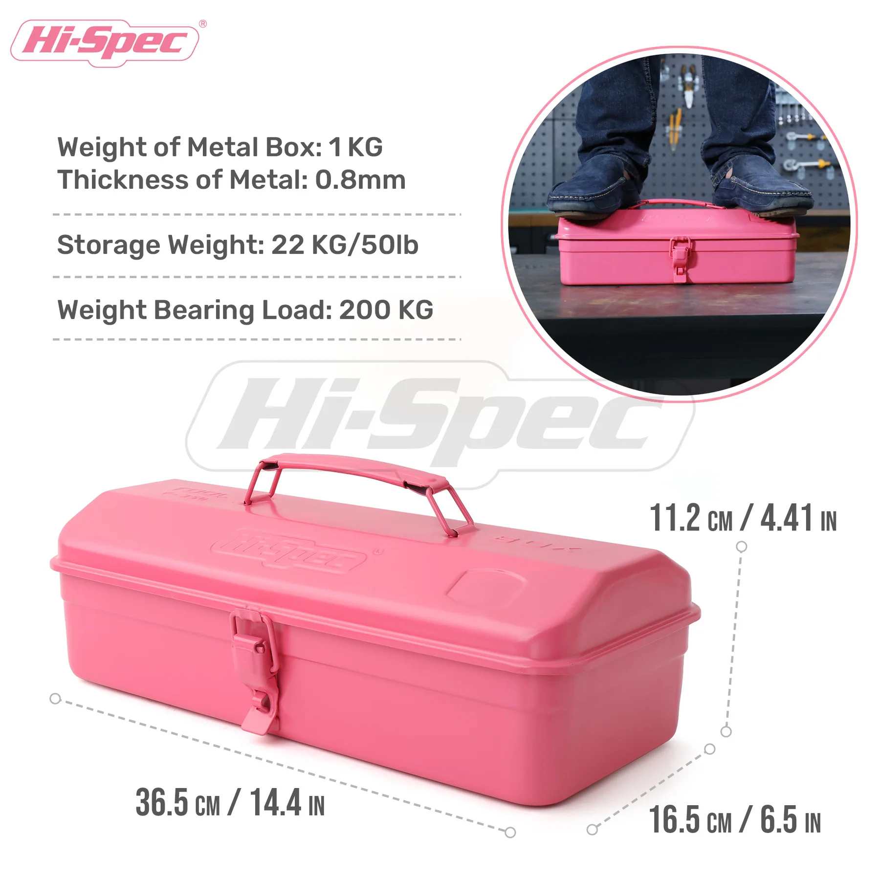 1pc Metal Tool Case Steel Barn Style Iron Tool Box Portable Storage Container Empty Organizer Suitcase
