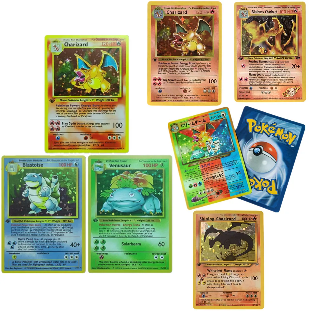 

Pokemon Pikachu Illustrator Diy Game Pokemon Shining Charizard First Generation Card Collection Game Collection Cards Gift Toys