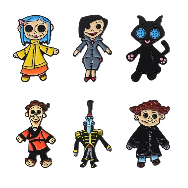 1-23Pcs/Set Horror Animated Movies Coraline Doll Enamel Pins Halloween Punk Character Metal Brooch L