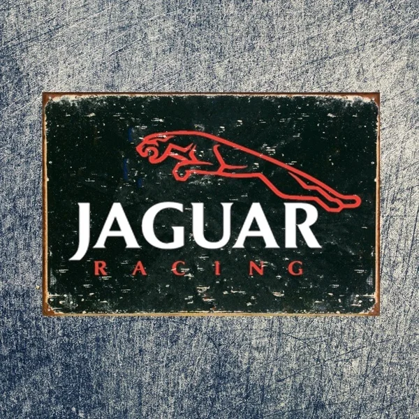 

Винтажный жестяной ретро-постер с классическим логотипом Jaguar Racing